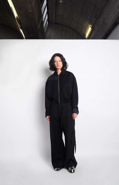 Bomber Jacket Front Zipper (Black/Navy)