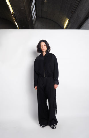Bomber Jacket Front Zipper (Black/Navy)