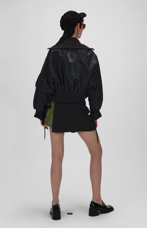 1OFF-Paris-Fuel-Bomber-Jacket-Cropped-Black (model, back)