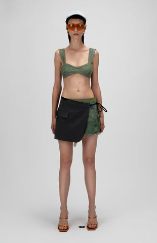 1OFF-Paris-Fuel-Skirt-Mini-Suiting-Denim-Multi (model, front)