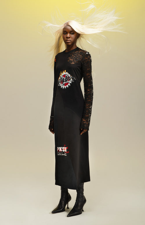 Dress T-Shirt X Lace Long Sleeves