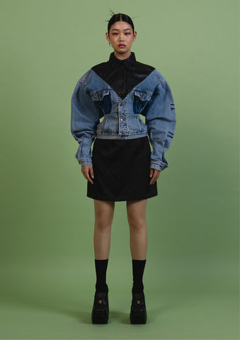 Jeans Jacket Tailored x Leather 02 {M/L}