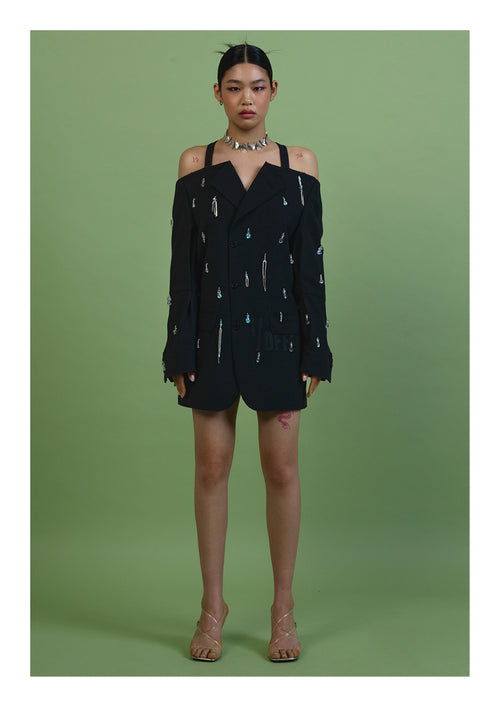 Blazer Cut Off Shoulder Stones 01 {S/M}